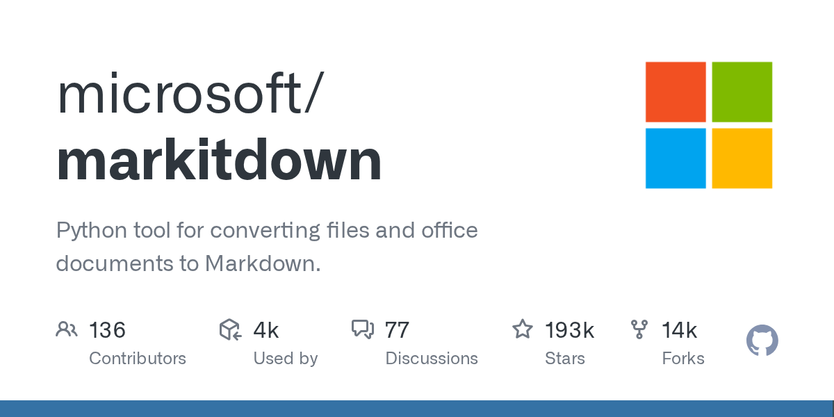 MarkItDown：把 Office 文档与网页一键转成 Markdown 的微软开源工具 的封面
